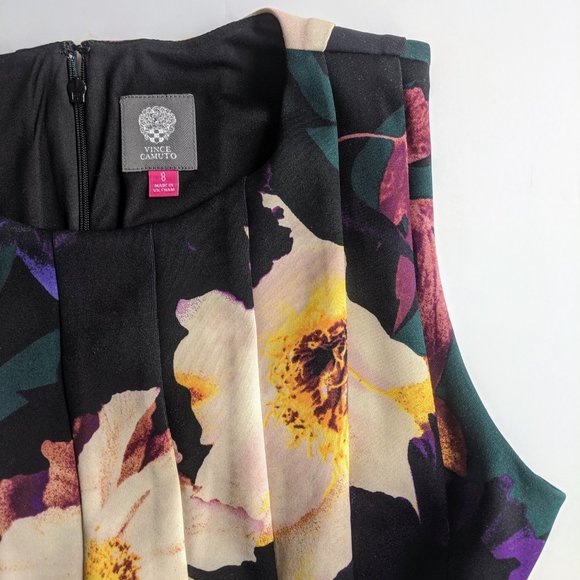 Vince Camuto Ponte A-line Floral Dress Black Print - Picture 7 of 8